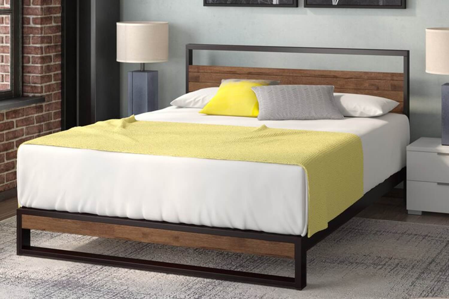Giường gỗ 1m2 2m kết hợp sắt